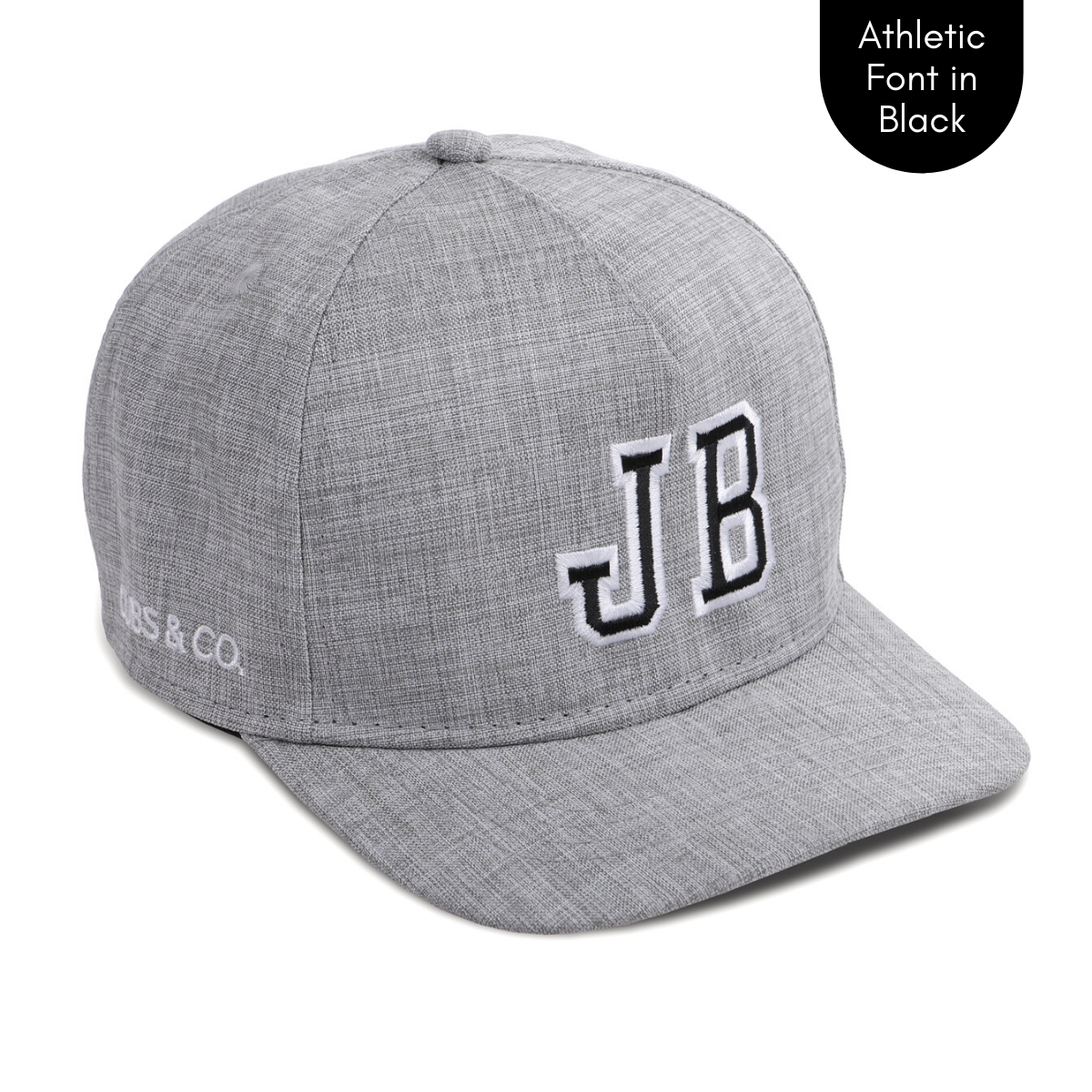 Personalised grey baseball cap with your initials for babies, toddlers, kids, women and men, Cubs & Co. Australia.