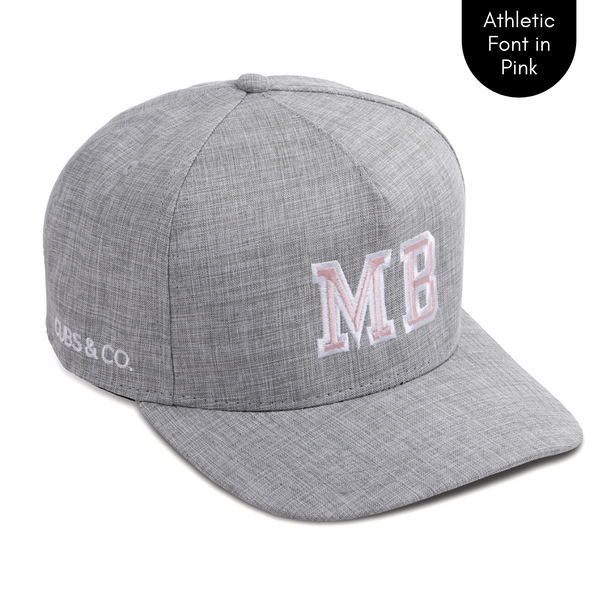 Personalised grey baseball cap with your initials for babies, toddlers, kids, women and men, Cubs & Co. Australia.
