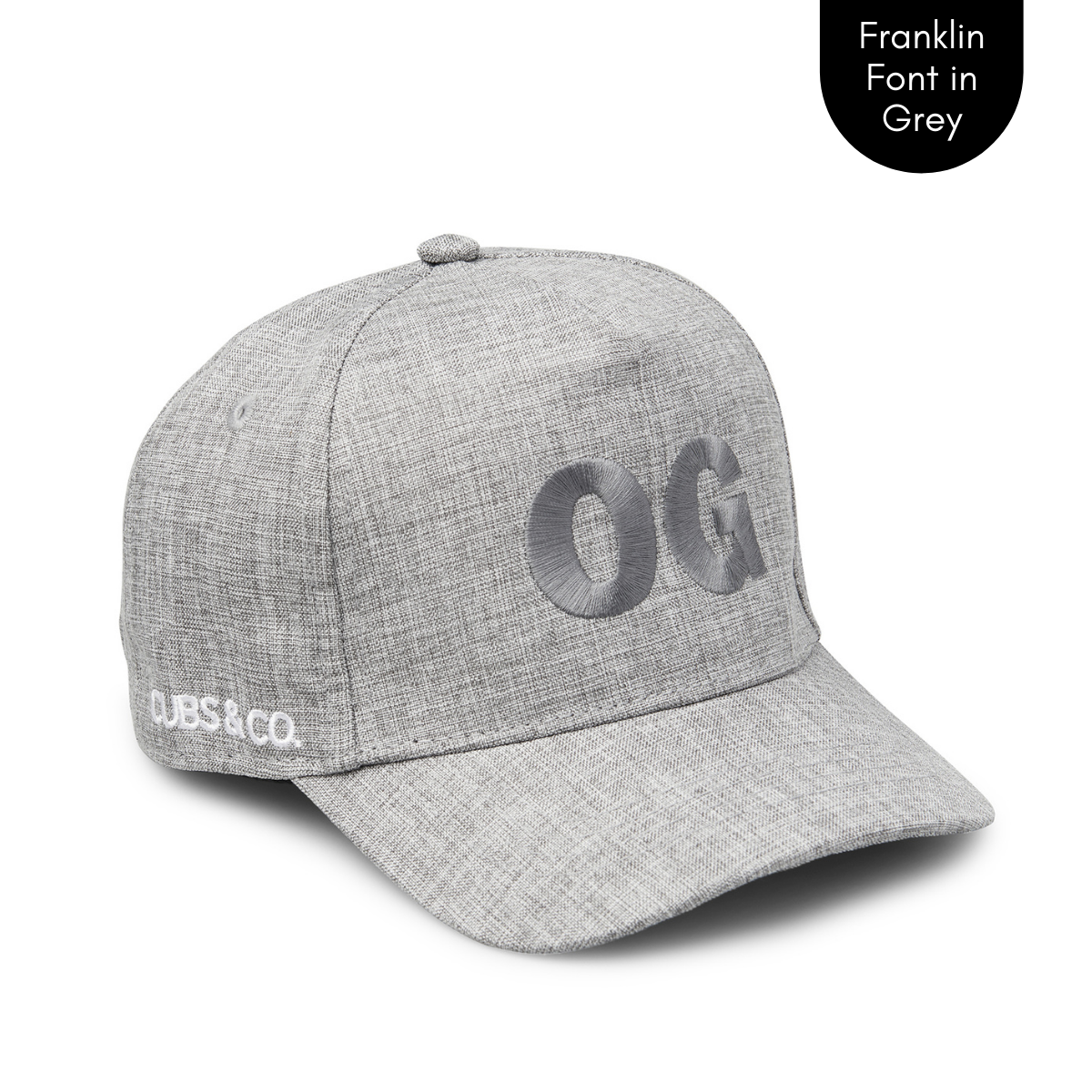 Personalised grey baseball cap with your initials for babies, toddlers, kids, women and men, Cubs & Co. Australia.