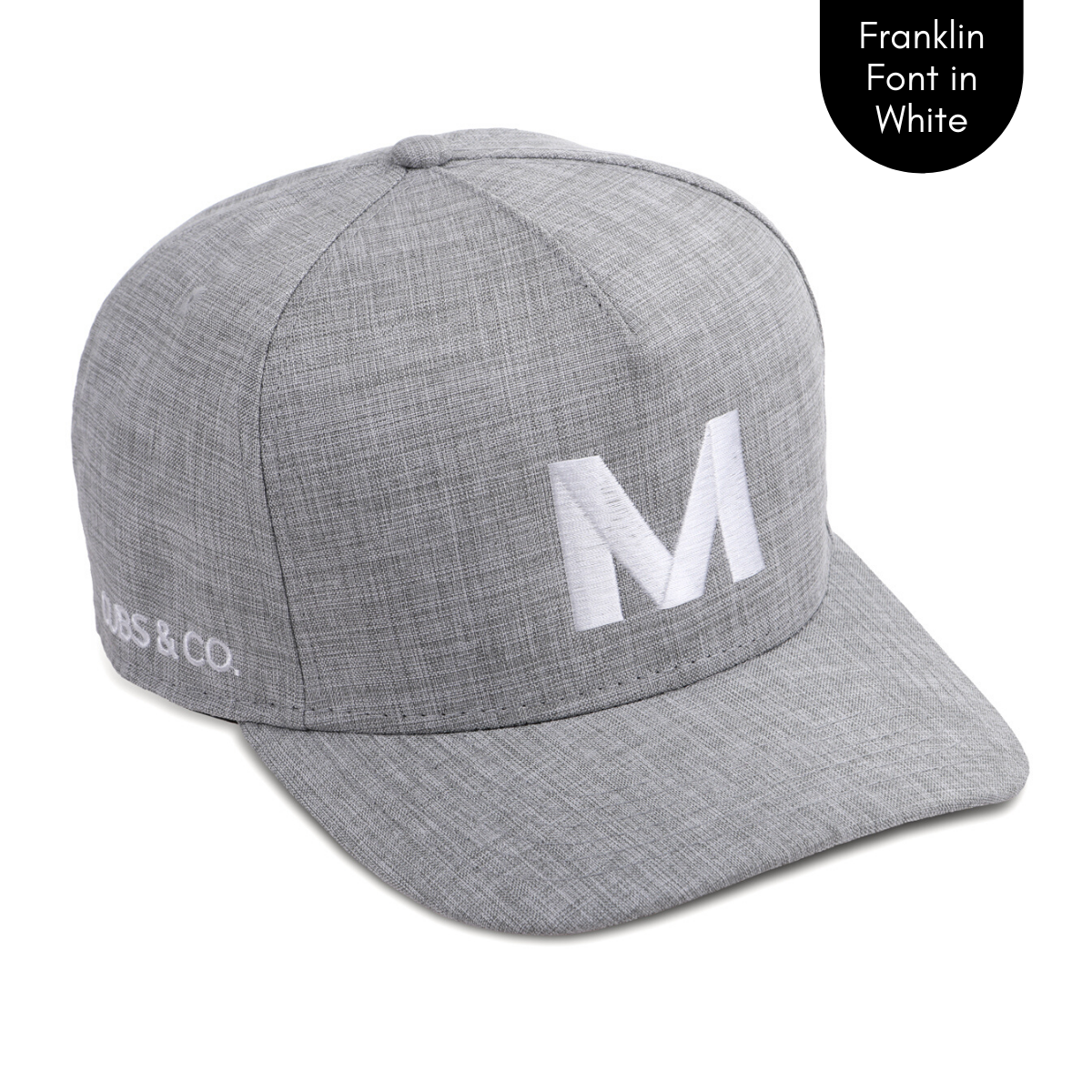 Personalised grey baseball cap with your initials for babies, toddlers, kids, women and men, Cubs & Co. Australia.