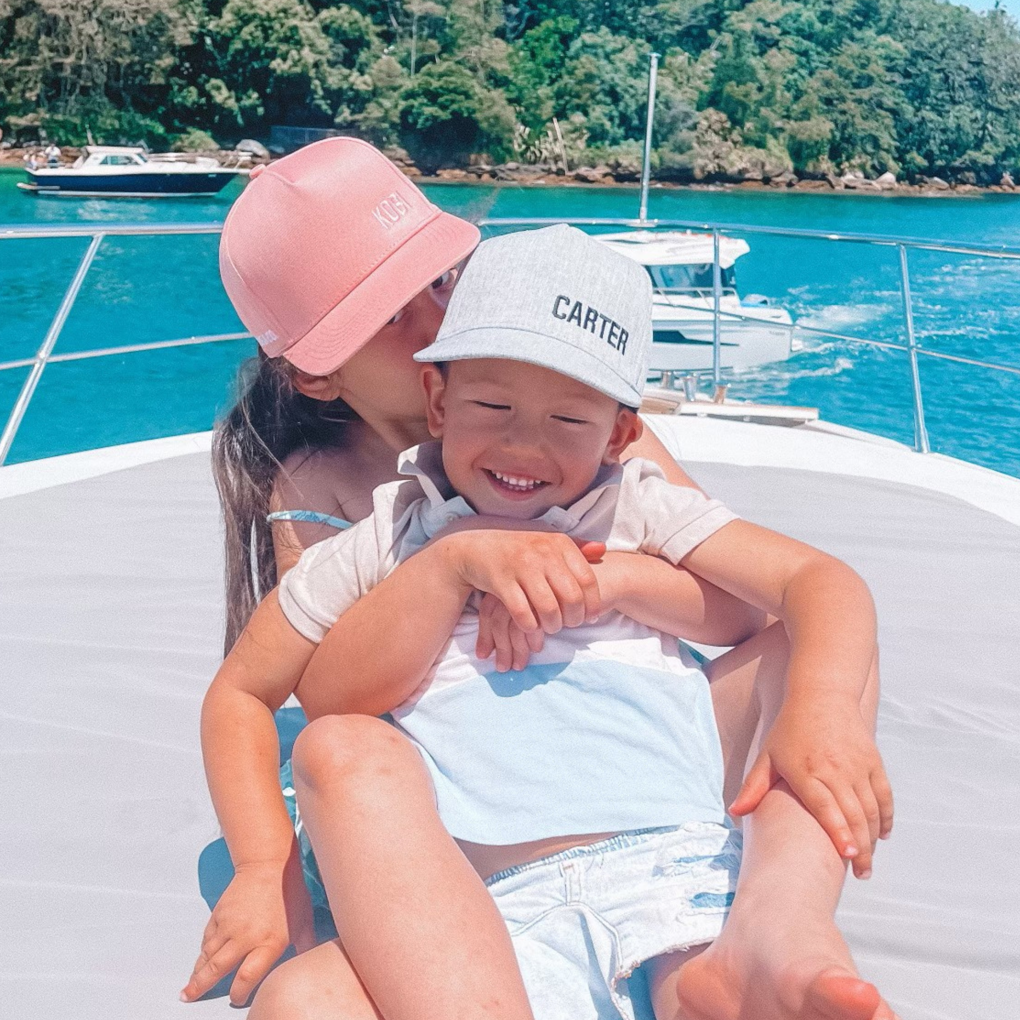 personalised snapback hats, matching brother and sister