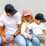 matching father and kids good vibes caps
