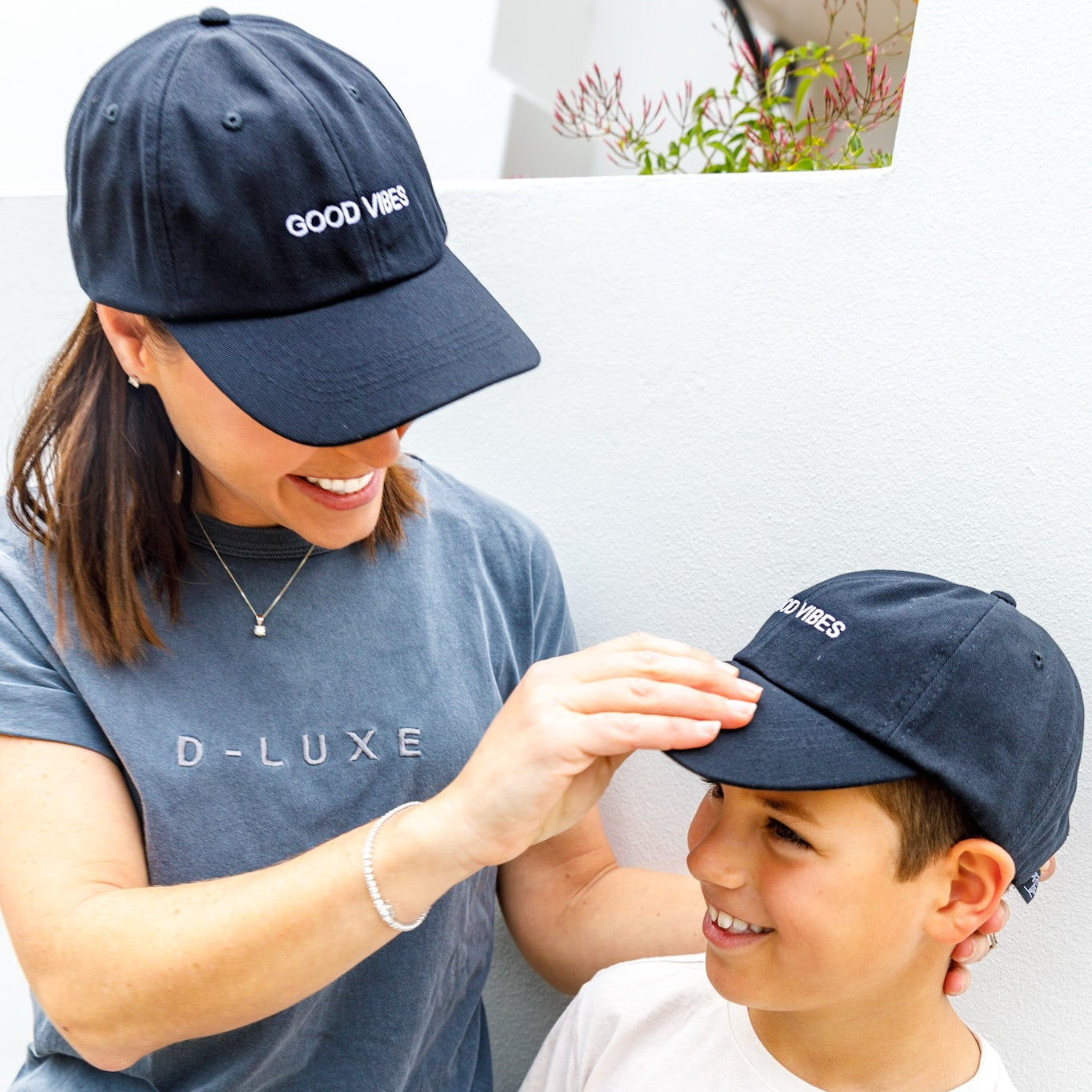 matching mum and son dad style black cap