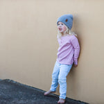 Kid wearing grey winter beanie. Cubs and Co. Australia