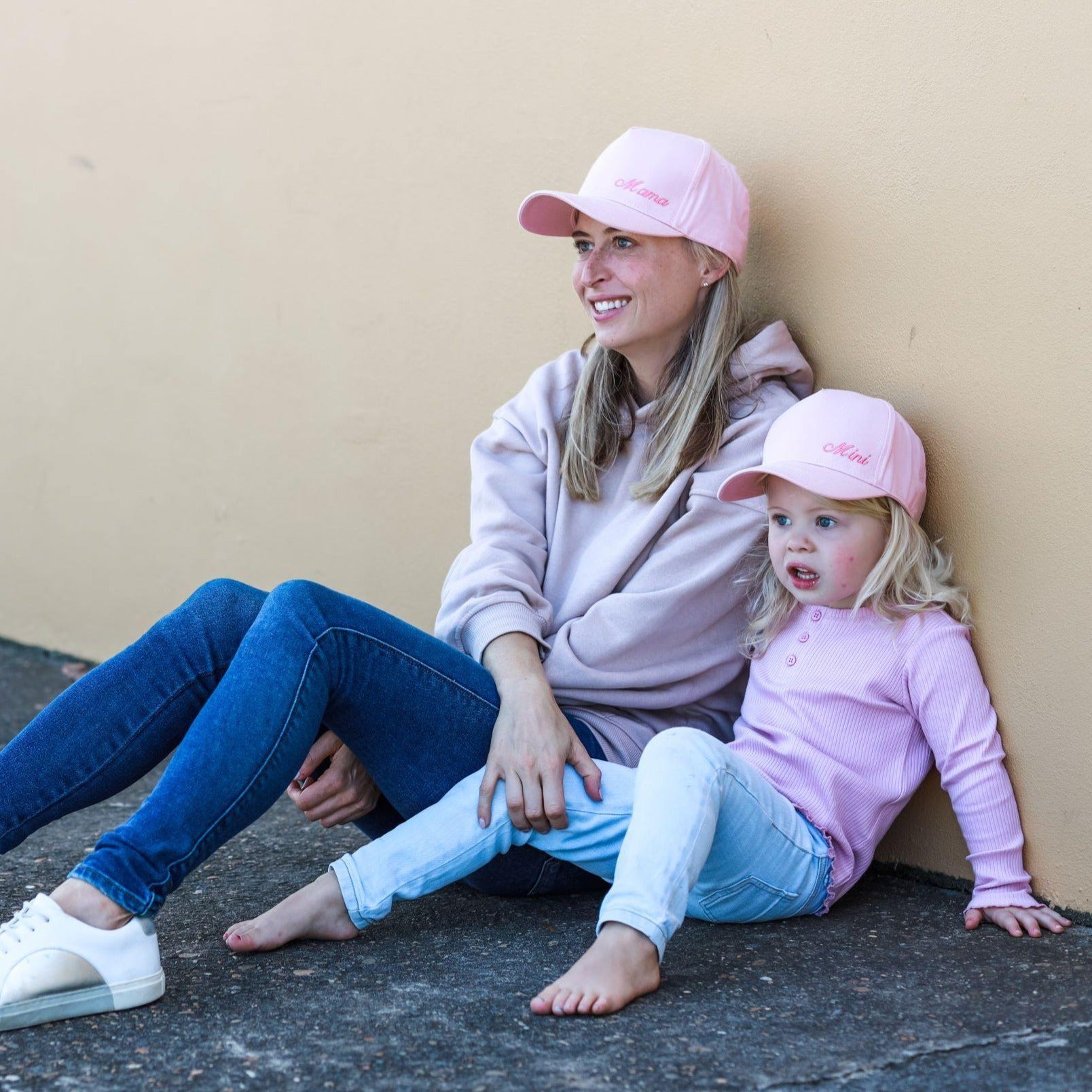 Mum and store daughter matching hats