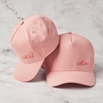 Matching pink baseball cap with Mama and Mini for babies, toddlers, kids and mums. Cubs & Co. Australia.