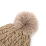 Brown winter cotton beanie with pom pom for kids, women and men. Cubs & Co. Australia.