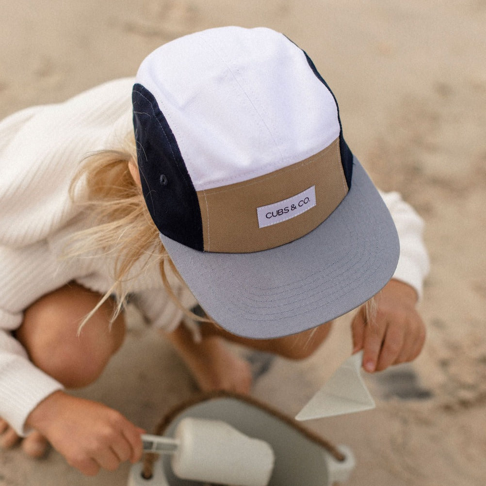 Retro 5 panel, blue snapback cap, caps for toddlers, cubs and co