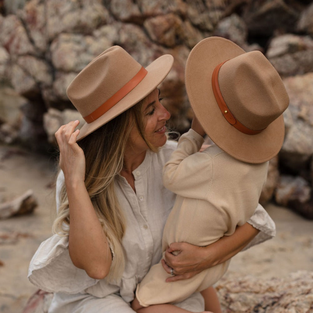 Caramel Wool Fedora - Matching Kids & Adult Sizes - Cubs & Co.