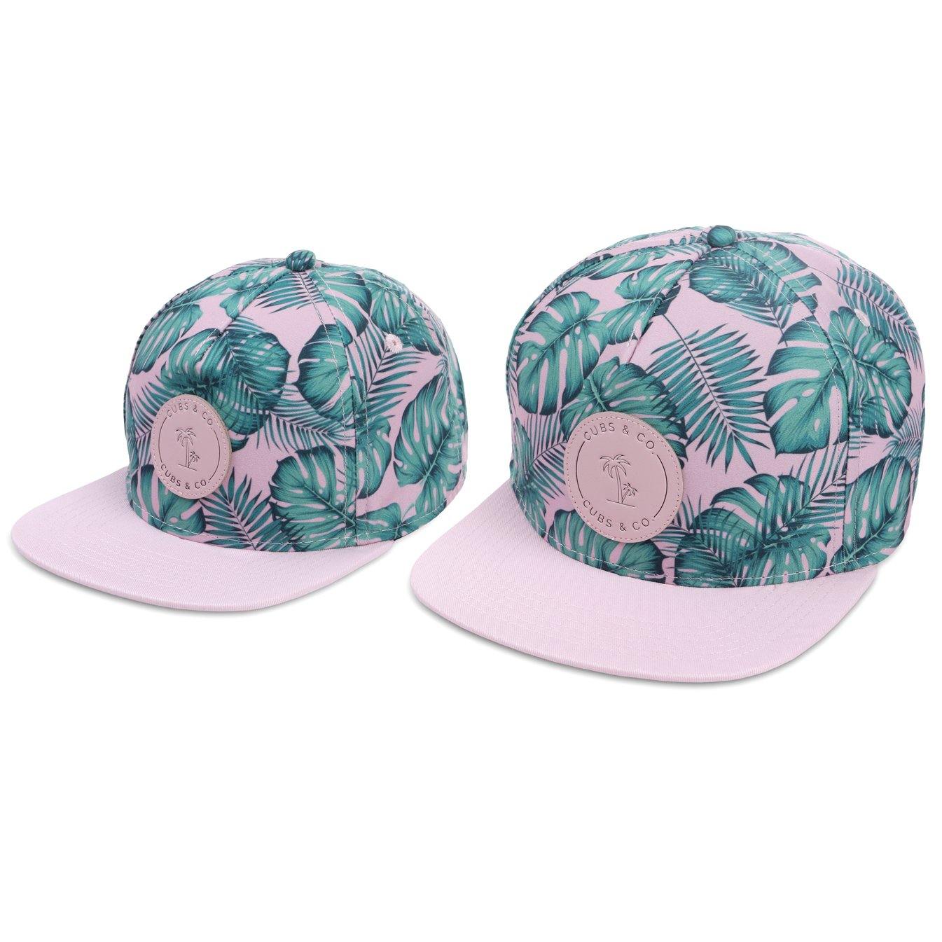 Matching tropical leaf snapback hats for babies, toddlers, kids and women. Cubs & Co. Australia