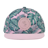 Pink and green tropical leaf snapback hat for babies, toddlers, kids and women. Cubs & Co. Australia