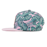 Pink and green tropical leaf snapback hat for babies, toddlers, kids and women. Cubs & Co. Australia