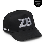 Personalised black baseball cap with your initials for babies, toddlers, kids, women and men, Cubs & Co. Australia.