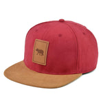 Suede red snapback hat for babies, toddlers, kids and men. Cubs & Co. Australia