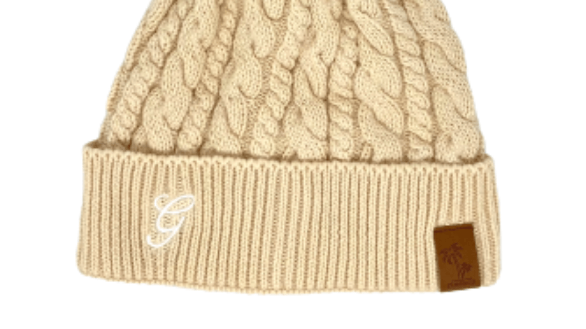 Cream pom pom personalised beanie, cubs and co Sydney