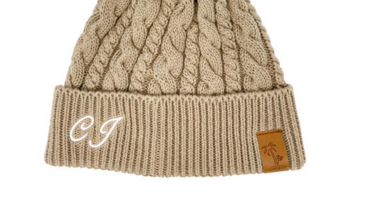 Brown personalised pom pom beanie, cubs and co Sydney