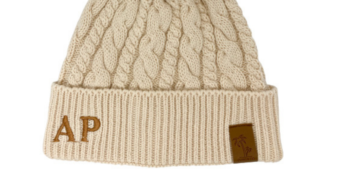 Cream pom pom personalised beanie, cubs and co Sydney