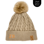 Brown personalised pom pom beanie, cubs and co Sydney