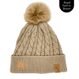 Brown personalised pom pom beanie, cubs and co Sydney