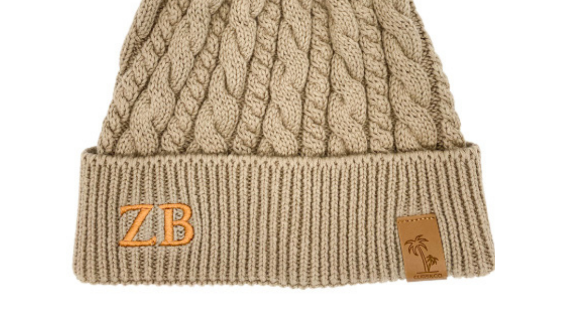 Brown personalised pom pom beanie, cubs and co Sydney