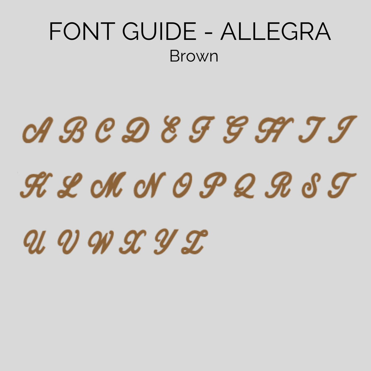 Allegra font guide for personalised beanies, cubs and co Sydney